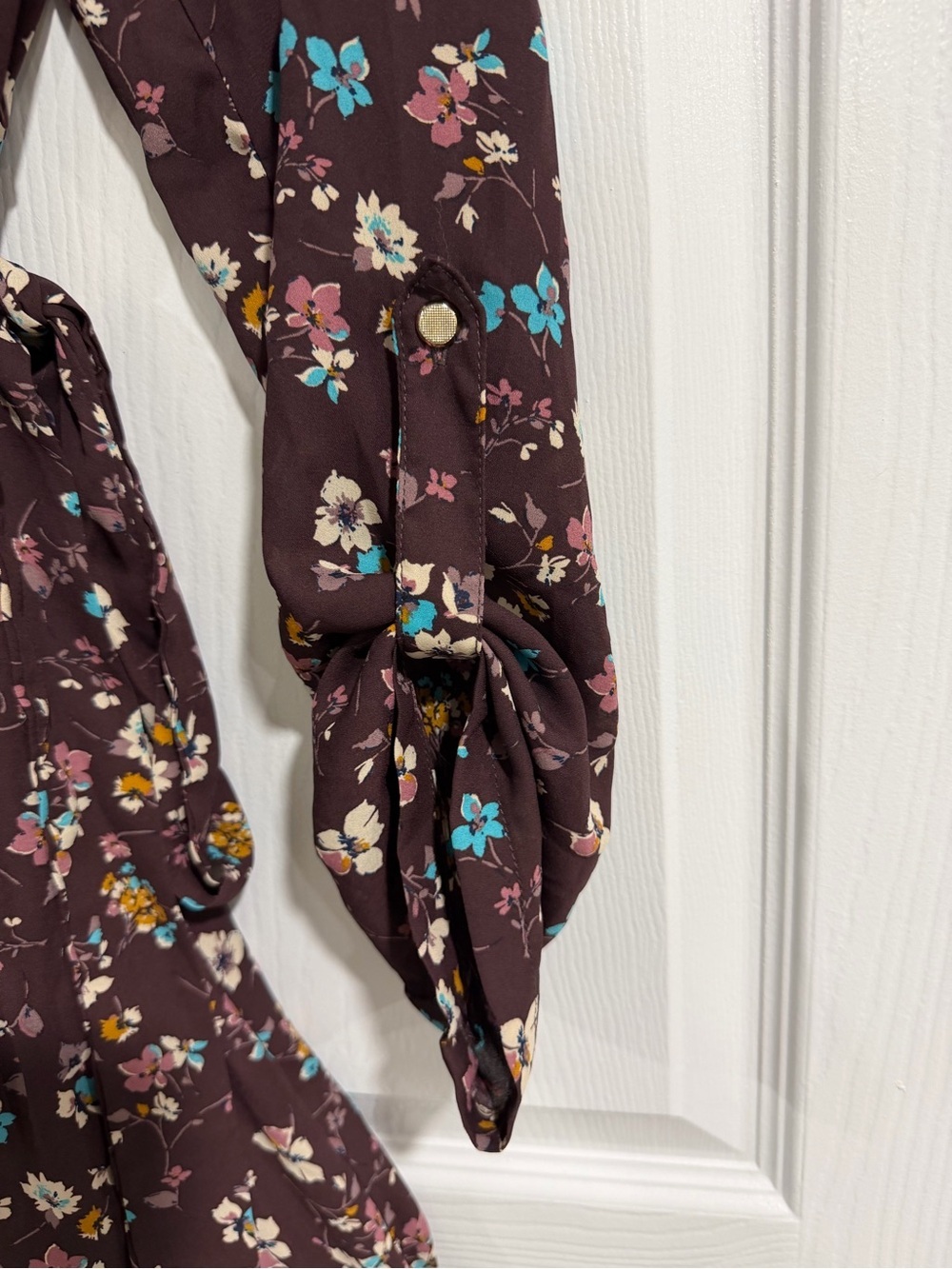 Bobeau Floral Wrap Dress in Deep Plum - Picture 3 of 7